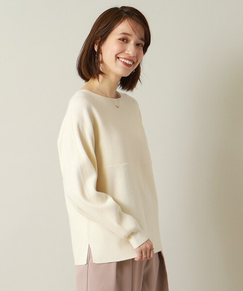 ITS'DEMO（イッツデモ）の「◆【通勤／手洗い可】リブ切替ニット（ニット/セーター・レディース・アイボリー/ブラック/ブルーグリーン/サンドベージュ/ワインレッド・00）」の7枚目の写真