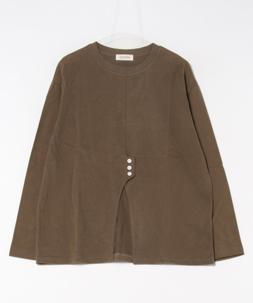 aimoha（アイモハ）の「フロントスリットデザインTシャツ（Tシャツ/カットソー・レディース・ブラック/チョコ/ライトベージュ/ホワイト・FREE）」の15枚目の写真