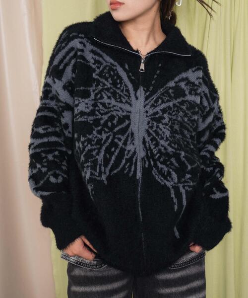 dispark(ディスパーク)の「DISPARK/バタフライジップニット(ニット/セーター・レディース・グレー/ブラック・FREE)」の1枚目の写真