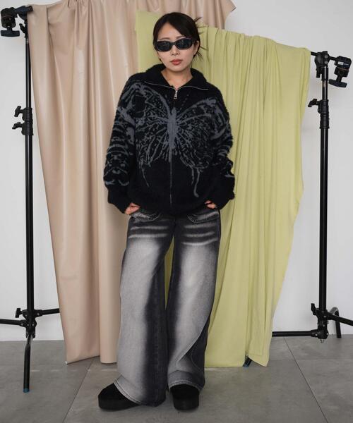 dispark(ディスパーク)の「DISPARK/バタフライジップニット(ニット/セーター・レディース・グレー/ブラック・FREE)」の9枚目の写真