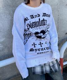 WEGO | WEGO/【24年秋冬新作】ウイングハートダメージニット(ニット/セーター)