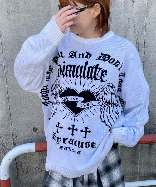 WEGO（ウィゴー）の「WEGO/ウイングハートダメージニット（ニット/セーター・レディース・ブラック/ホワイト・FREE）」の10枚目の写真