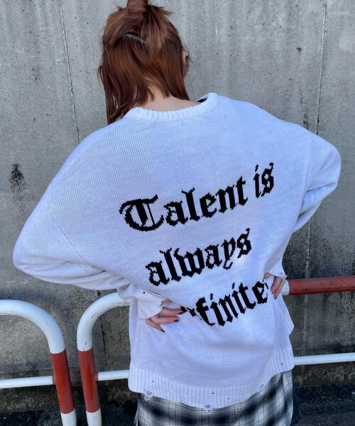 WEGO（ウィゴー）の「WEGO/ウイングハートダメージニット（ニット/セーター・レディース・ブラック/ホワイト・FREE）」の11枚目の写真