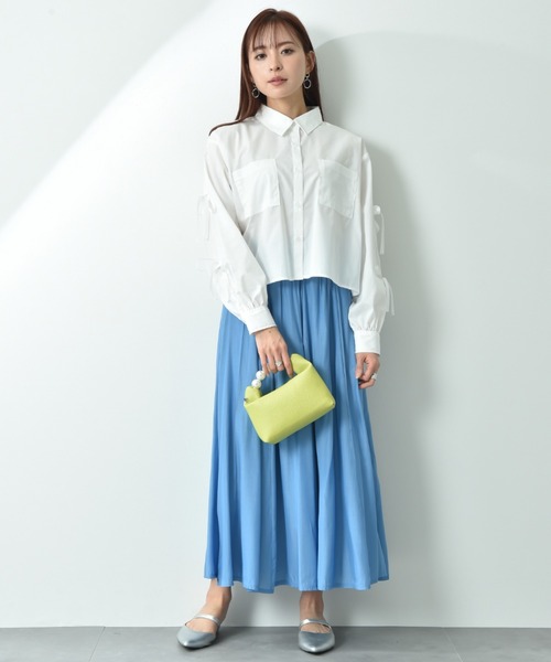 actuel（アクチュエル）の「【ａｃｔｕｅｌ】ＴＣブロード袖グログランリボンシャツ（シャツ/ブラウス・レディース・オフホワイト/ブラック・FREE）」の9枚目の写真