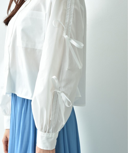 actuel（アクチュエル）の「【ａｃｔｕｅｌ】ＴＣブロード袖グログランリボンシャツ（シャツ/ブラウス・レディース・オフホワイト/ブラック・FREE）」の8枚目の写真