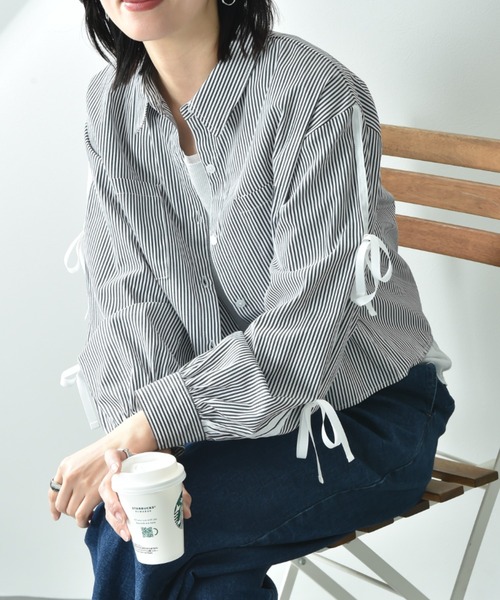 actuel（アクチュエル）の「【ａｃｔｕｅｌ】ＴＣブロード袖グログランリボンシャツ（シャツ/ブラウス・レディース・オフホワイト/ブラック・FREE）」の20枚目の写真