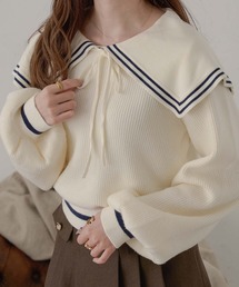 bi-color sailor collar knit / 配色セーラー襟ニット