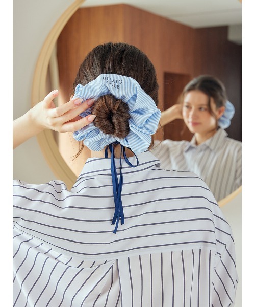 gelato pique（ジェラートピケ）の「ストライプリボンシュシュ