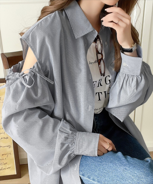 classicalelf(クラシカルエルフ)の「長袖シャツ(シャツ/ブラウス・レディース・ブルー・LARGE)」の1枚目の写真