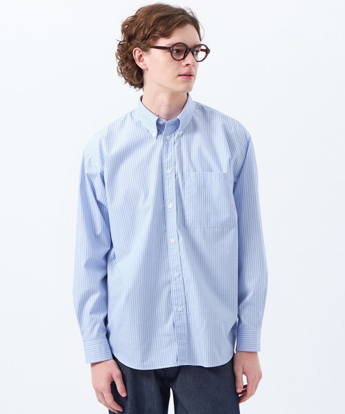 MACKINTOSH PHILOSOPHY(マッキントッシュ フィロソフィー)の「オーバーサイズ 長袖ボタンダウンシャツ 無地/ストライプ(シャツ/ブラウス・メンズ・ブルー/ブルー系その他7/ベージュ系その他5・38/40)」の3枚目の写真