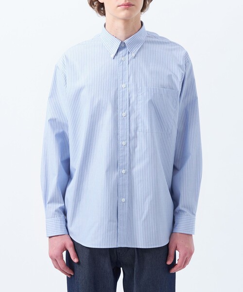 MACKINTOSH PHILOSOPHY(マッキントッシュ フィロソフィー)の「オーバーサイズ 長袖ボタンダウンシャツ 無地/ストライプ(シャツ/ブラウス・メンズ・ブルー/ブルー系その他7/ベージュ系その他5・38/40)」の7枚目の写真
