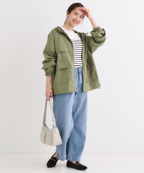 Cutie Blonde（キューティーブロンド）の「【撥水/S-LL】BIGポケット フーディブルゾン（ブルゾン・レディース・アイボリー/オリーブ・01/02/03/04）」の9枚目の写真