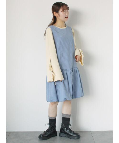 ehka sopo（エヘカソポ）の「裾バルーンミニジャンスカ（ワンピース・レディース・ブルー/ブラック/キナリ・F）」の2枚目の写真