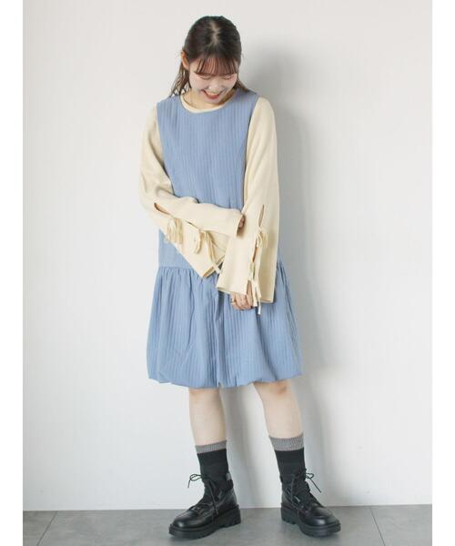 ehka sopo（エヘカソポ）の「裾バルーンミニジャンスカ（ワンピース・レディース・ブルー/ブラック/キナリ・F）」の10枚目の写真