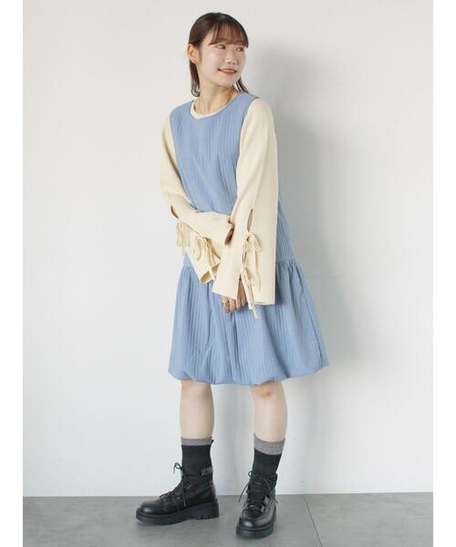 ehka sopo（エヘカソポ）の「裾バルーンミニジャンスカ（ワンピース・レディース・ブルー/ブラック/キナリ・F）」の11枚目の写真