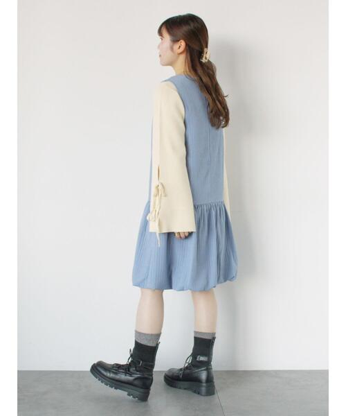 ehka sopo（エヘカソポ）の「裾バルーンミニジャンスカ（ワンピース・レディース・ブルー/ブラック/キナリ・F）」の12枚目の写真