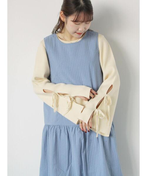 ehka sopo（エヘカソポ）の「裾バルーンミニジャンスカ（ワンピース・レディース・ブルー/ブラック/キナリ・F）」の14枚目の写真