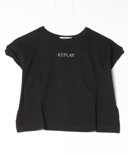REPLAY（リプレイ）の「ロゴプリント入りクロップドTシャツ（Tシャツ/カットソー・レディース・ブラック/オフホワイト・X-SMALL/SMALL/MEDIUM）」の2枚目の写真