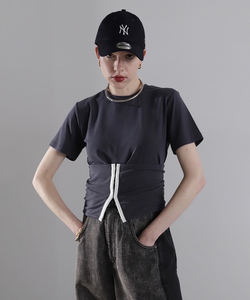 ROSE BUD(ローズバッド)の「バンドゥセットTシャツ(Tシャツ/カットソー・レディース・グレー/ネイビー・ONE SIZE)」の6枚目の写真