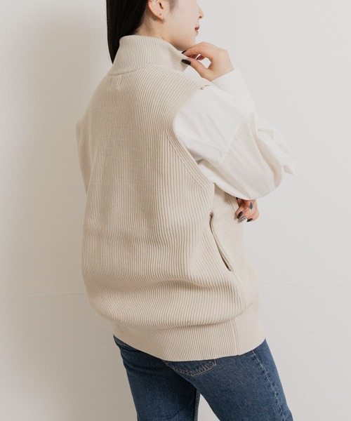 Yonetomi(ヨネトミ)の「米富繊維 MERCERIZED COTTON RIB VEST(ベスト・メンズ・アイボリー/グレー/オレンジ・3/1)」の17枚目の写真