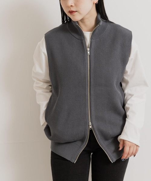Yonetomi(ヨネトミ)の「米富繊維 MERCERIZED COTTON RIB VEST(ベスト・メンズ・アイボリー/グレー/オレンジ・3/1)」の21枚目の写真