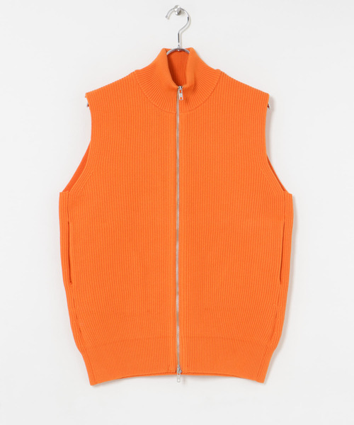 Yonetomi(ヨネトミ)の「米富繊維 MERCERIZED COTTON RIB VEST(ベスト・メンズ・アイボリー/グレー/オレンジ・3/1)」の4枚目の写真