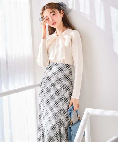WILLSELECTION(ウィルセレクション)の「シアーリボンタイプルオーバー(ニット/セーター・レディース・ブラック/アイボリー/ピンク/ミント・FREE)」の7枚目の写真