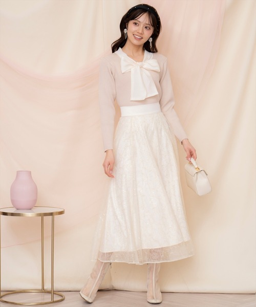 WILLSELECTION(ウィルセレクション)の「シアーリボンタイプルオーバー(ニット/セーター・レディース・ブラック/アイボリー/ピンク/ミント・FREE)」の16枚目の写真