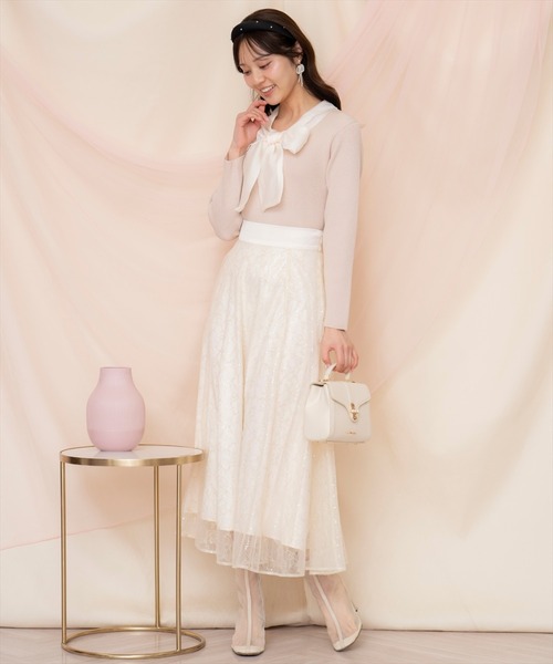 WILLSELECTION(ウィルセレクション)の「シアーリボンタイプルオーバー(ニット/セーター・レディース・ブラック/アイボリー/ピンク/ミント・FREE)」の11枚目の写真