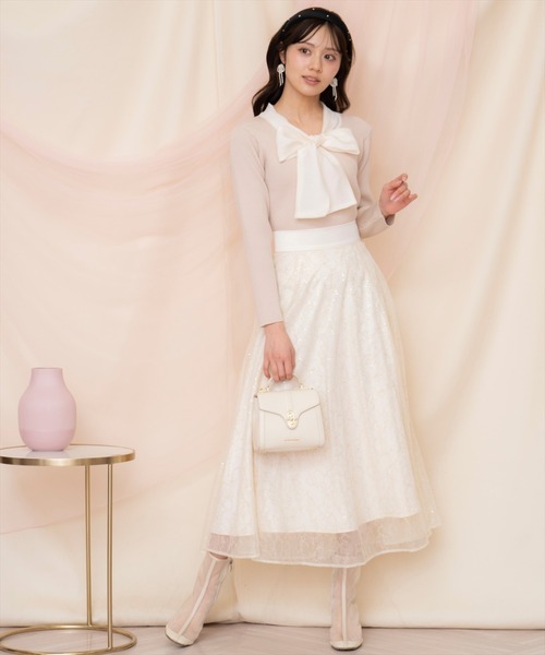 WILLSELECTION(ウィルセレクション)の「シアーリボンタイプルオーバー(ニット/セーター・レディース・ブラック/アイボリー/ピンク/ミント・FREE)」の13枚目の写真