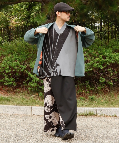 倭物やカヤ(ワモノヤカヤ)の「【倭物やカヤ】着る、NIPPON ART 和面メンズ羽織(カーディガン/ボレロ・メンズ・ブラック/ベージュ/ネイビー/グリーン系その他・FREE)」の12枚目の写真