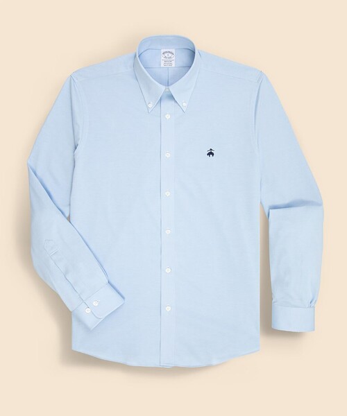 BROOKS BROTHERS(ブルックスブラザーズ)の「コットン/ポリエステル GFロゴ 46ゲージニット オックスフォード カジュアルシャツ Regular Fit(シャツ/ブラウス・メンズ・ライトブルー・MEDIUM/X-LARGE/LARGE/SMALL)」の1枚目の写真