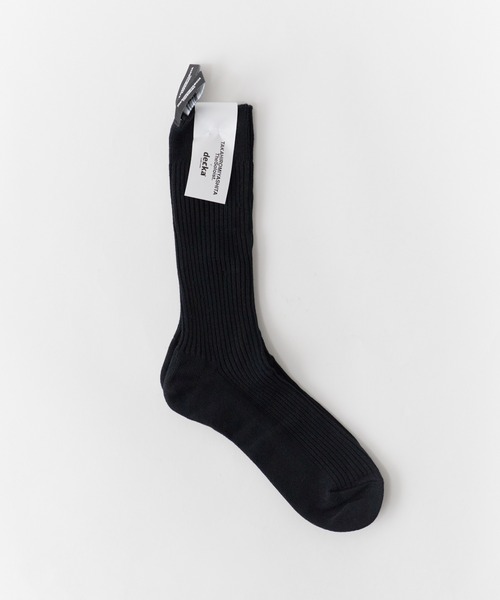 TAKAHIROMIYASHITATheSoloIst.（タカヒロミヤシタザソロイスト）の「TAKAHIROMIYASHITATheSoloIst./タカヒロミヤシタザソロイスト.×decka Quality socks/デカクオリティソックス heavyweight ribbed mid socks. 靴下（ソックス/靴下・メンズ・ブラック/ホワイト・25-28）」の6枚目の写真