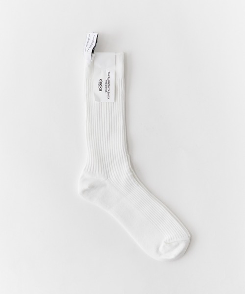 TAKAHIROMIYASHITATheSoloIst.（タカヒロミヤシタザソロイスト）の「TAKAHIROMIYASHITATheSoloIst./タカヒロミヤシタザソロイスト.×decka Quality socks/デカクオリティソックス heavyweight ribbed mid socks. 靴下（ソックス/靴下・メンズ・ブラック/ホワイト・25-28）」の3枚目の写真