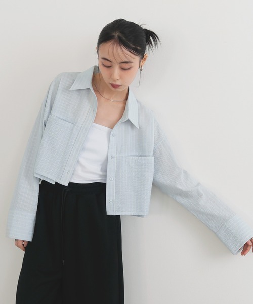 LIAN（リアン）の「ストライプショートシャツ（シャツ/ブラウス）」 - WEAR
