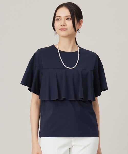 自由区(ジユウク)の「ハイツイストポンチフレアディティール カットソー(Tシャツ/カットソー・レディース・ダルブルー系/ライトグレー系/ネイビー系/アイボリー系・38/40)」の3枚目の写真