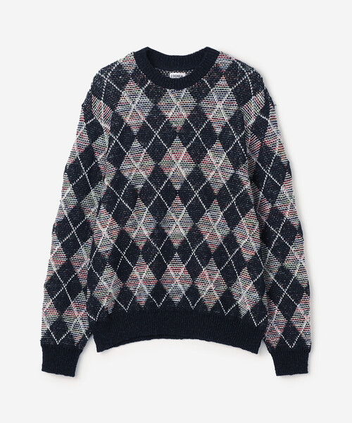 Coohem コーヘン ニット・セーター M ベージュx紺x赤(総柄) 【古着】【中古】 Coohem（コーヘン）ニット・セーター 紺 サイズ:38(M位) レディース