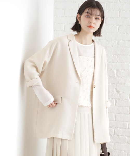 THE SHOP TK （ザ ショップ ティーケー ）の「パナマメッシュジャケット（テーラードジャケット・レディース・アイボリー/ダークブラウン/ブラック・12/13）」の11枚目の写真