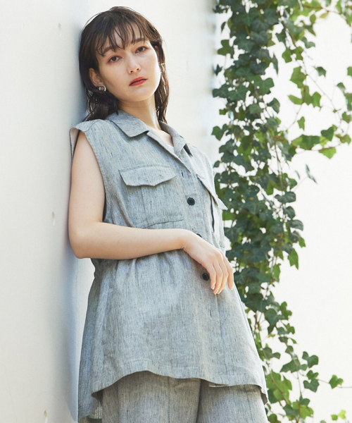 qualite（カリテ）の「ラメスラブリネンサファリジレ（ベスト・レディース・ブラック・36/38）」の4枚目の写真