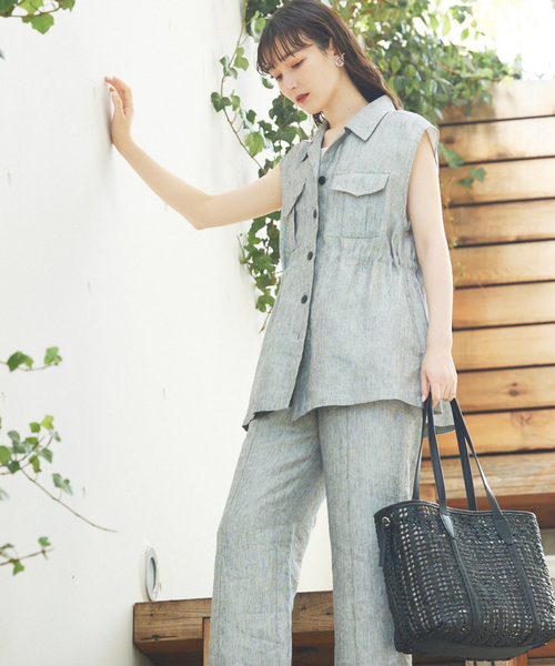 qualite（カリテ）の「ラメスラブリネンサファリジレ（ベスト・レディース・ブラック・36/38）」の5枚目の写真