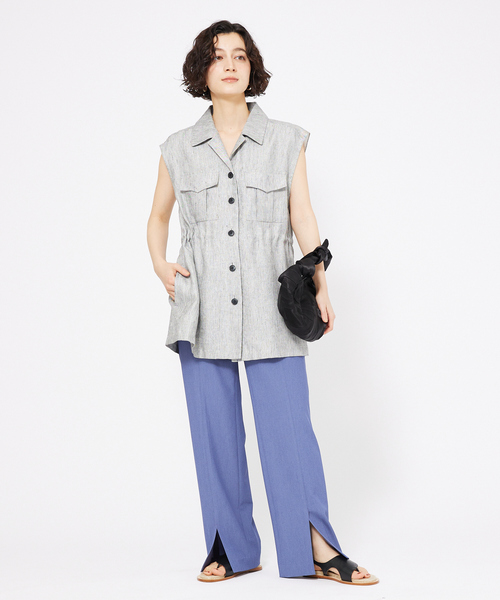 qualite（カリテ）の「ラメスラブリネンサファリジレ（ベスト・レディース・ブラック・36/38）」の7枚目の写真