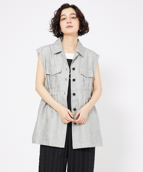 qualite（カリテ）の「ラメスラブリネンサファリジレ（ベスト・レディース・ブラック・36/38）」の8枚目の写真