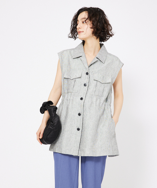 qualite（カリテ）の「ラメスラブリネンサファリジレ（ベスト・レディース・ブラック・36/38）」の9枚目の写真