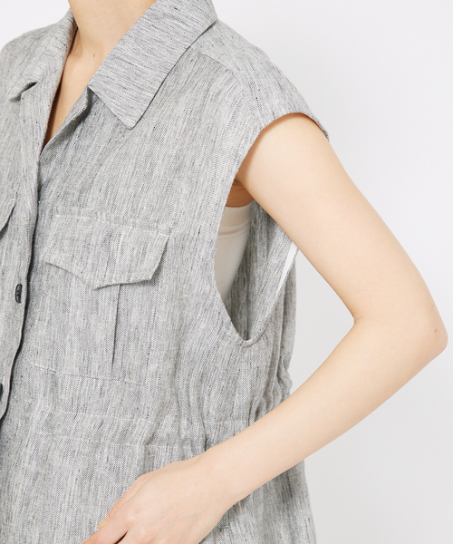 qualite（カリテ）の「ラメスラブリネンサファリジレ（ベスト・レディース・ブラック・36/38）」の13枚目の写真