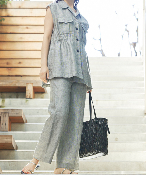 セール】ラメスラブリネンサファリジレ（ベスト）｜qualite（カリテ