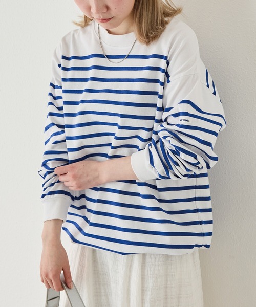 MONT KEMMEL(モンケメル)の「【MONT KEMMEL/モンケメル】CREW LS TEE DRAWSTRING O/E BASQUE BORDER/ボーダーバスクシャツ(Tシャツ/カットソー・レディース・ブラック/ホワイト/ピンク・36/38/40/42)」の2枚目の写真