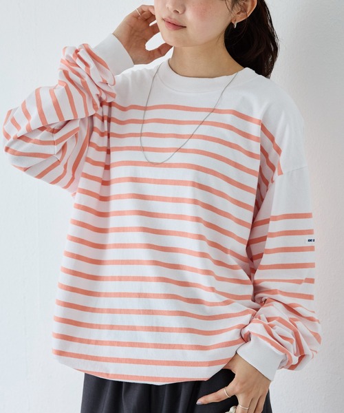 MONT KEMMEL(モンケメル)の「【MONT KEMMEL/モンケメル】CREW LS TEE DRAWSTRING O/E BASQUE BORDER/ボーダーバスクシャツ(Tシャツ/カットソー・レディース・ブラック/ホワイト/ピンク・36/38/40/42)」の1枚目の写真