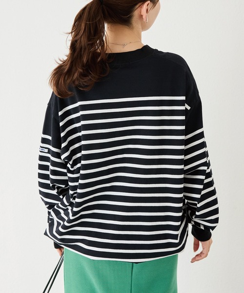 MONT KEMMEL(モンケメル)の「【MONT KEMMEL/モンケメル】CREW LS TEE DRAWSTRING O/E BASQUE BORDER/ボーダーバスクシャツ(Tシャツ/カットソー・レディース・ブラック/ホワイト/ピンク・36/38/40/42)」の9枚目の写真