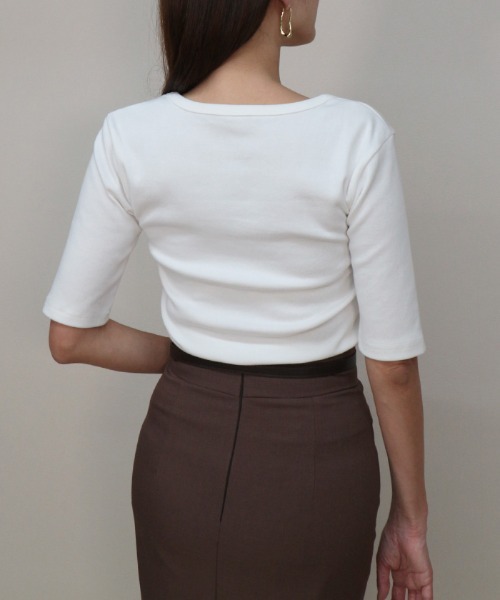 AMBIENT(アンビエント)の「ラウンドネックハーフスリーブTシャツ(Tシャツ/カットソー・レディース・グレー/ブラック/ホワイト・FREE)」の9枚目の写真