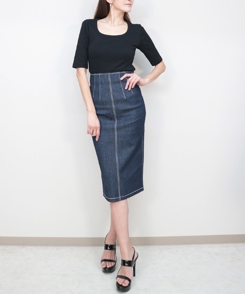 AMBIENT(アンビエント)の「ラウンドネックハーフスリーブTシャツ(Tシャツ/カットソー・レディース・グレー/ブラック/ホワイト・FREE)」の4枚目の写真